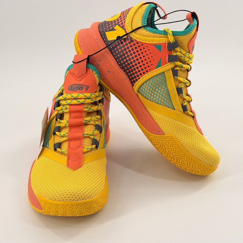 AND1 Basketball Shoes Kids Size 5 Yellow Orange NWT Streetwear Sneakers